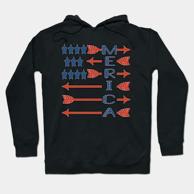 Merica American flag arrows 4th of July memorial day Hoodie by Marcekdesign